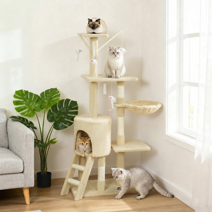 Multi-Level Cat Tree Tower with Scratching Posts