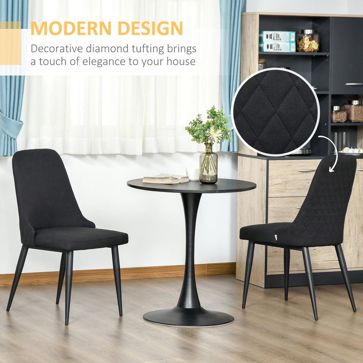 Modern Fabric Dining Chairs Set of 2