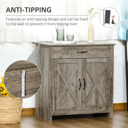 Farmhouse Sideboard with Barn Doors and Drawer