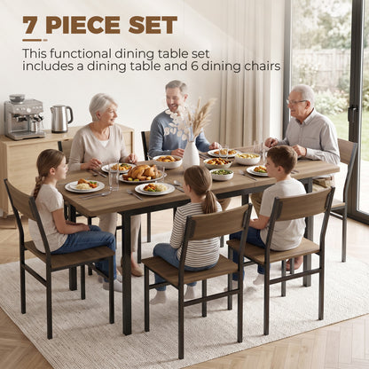 7-Piece Industrial Dining Table Set