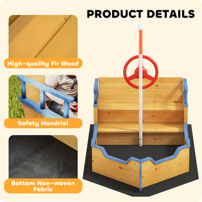 Kids wooden pirate ship sandboat sandbox
