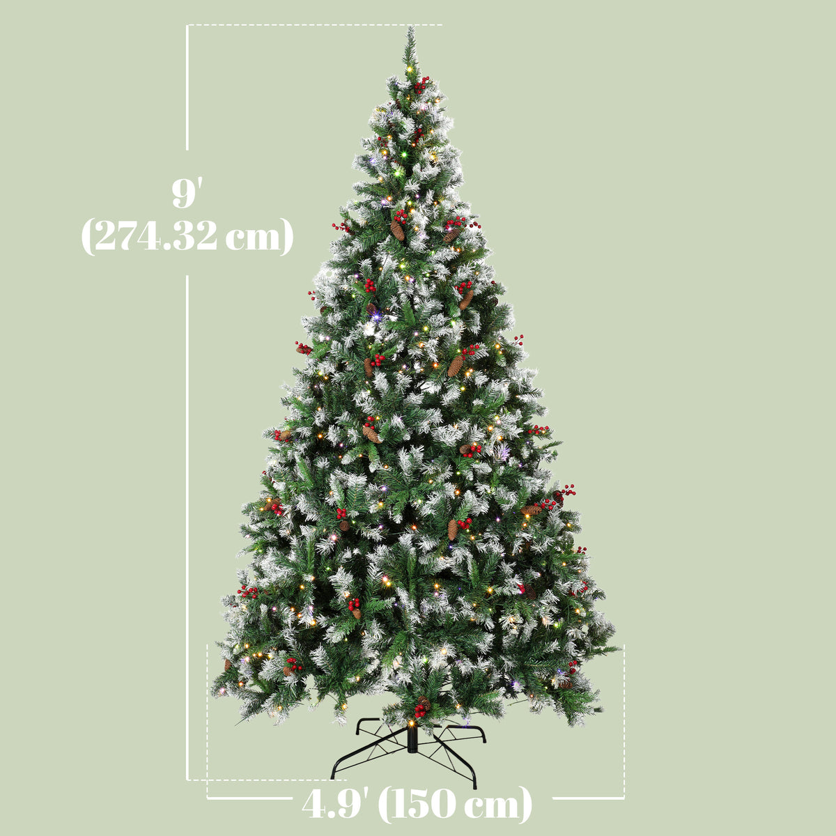 Árbol de Navidad artificial nevado preiluminado