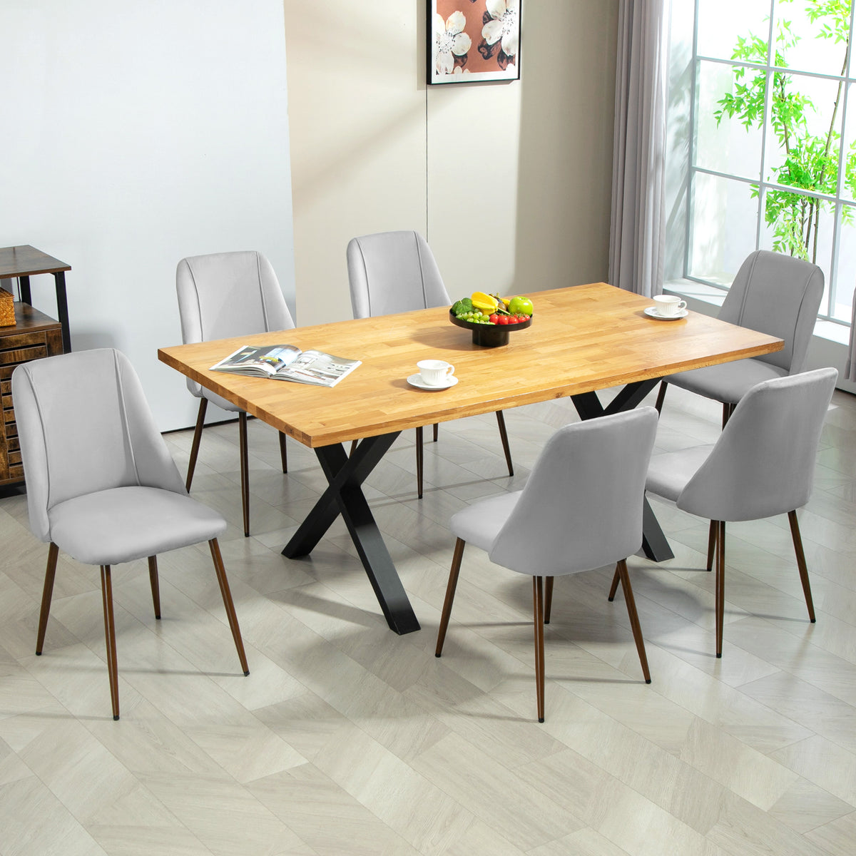 Juego de 6 sillas de comedor de terciopelo