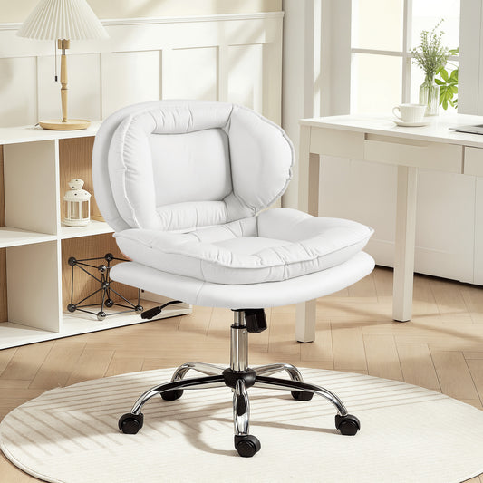 Swivel wide office chair without arms leathaire