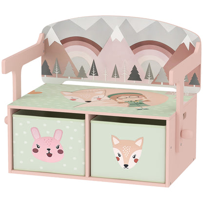 3-in-1 convertible wooden toy storage chest