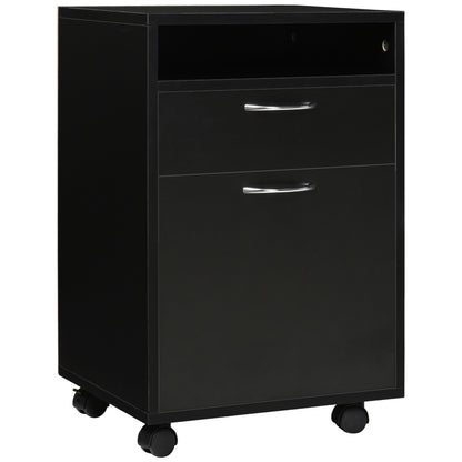 Compact Mobile File Cabinet with Shelf and Drawer