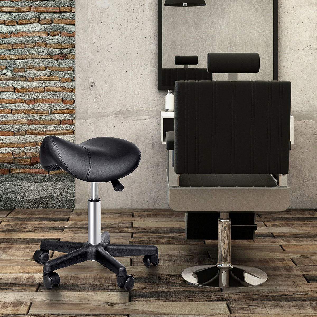 Ergonomic Saddle Stool Rolling Swivel with Wheels