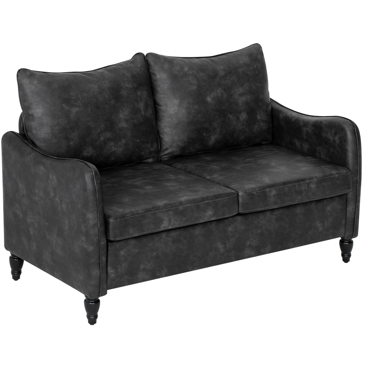 Loveseat Sofa PU Leather with Wood Legs