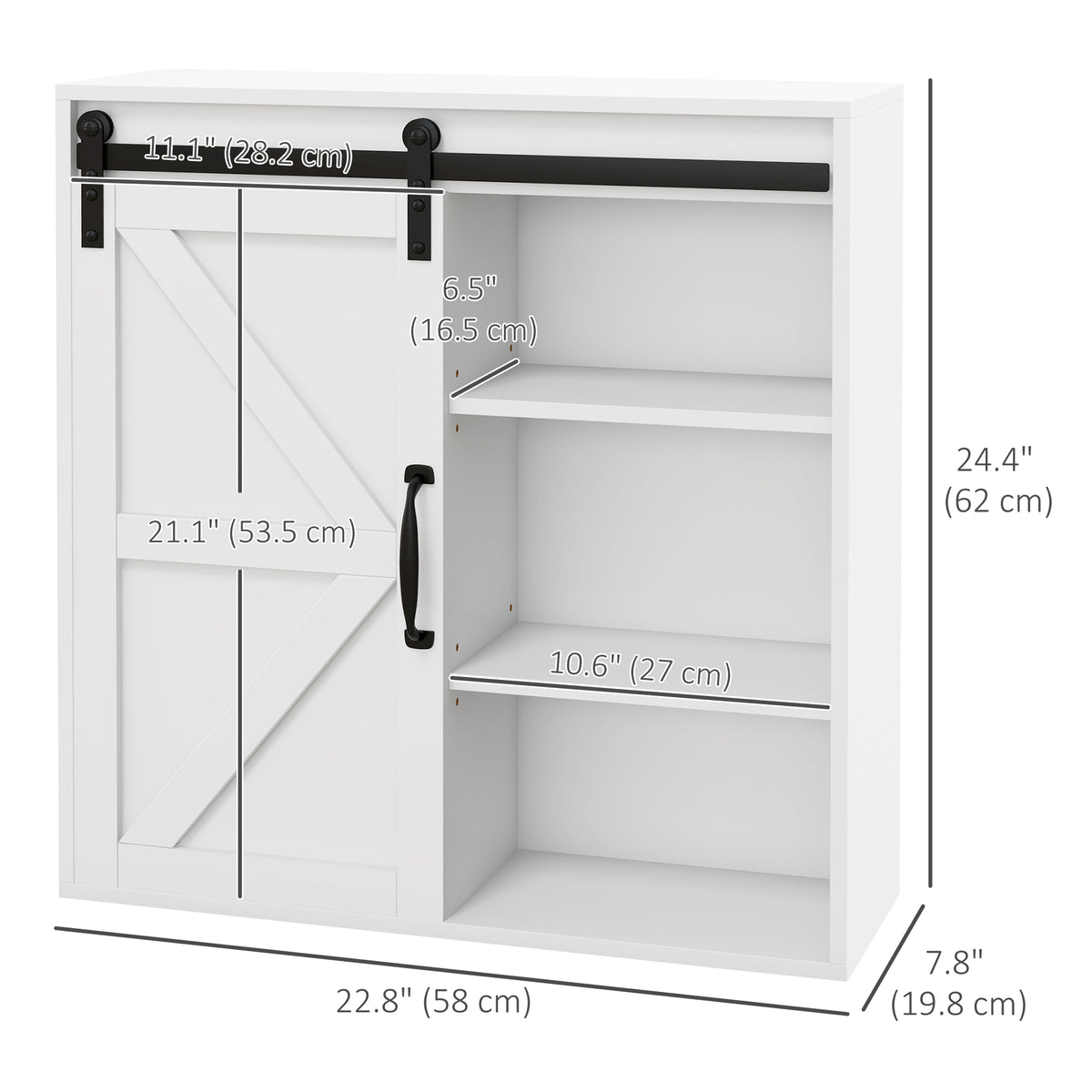 Wall Medicine Cabinet with Sliding Door and Adjustable Shelf