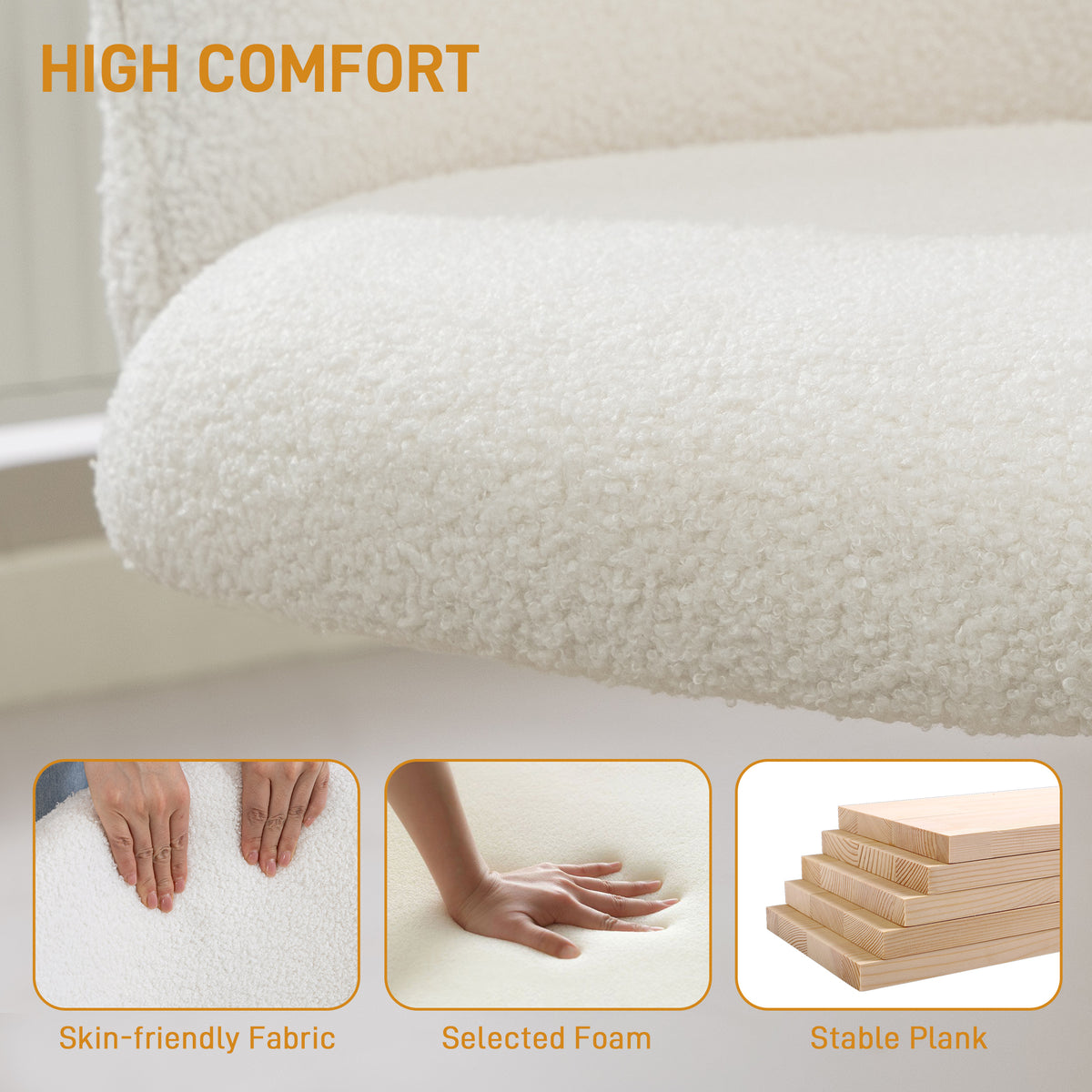 Silla de oficina giratoria y ajustable de felpa teddy