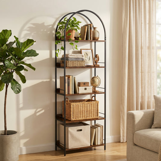 5-Tier Arched Industrial Bookshelf