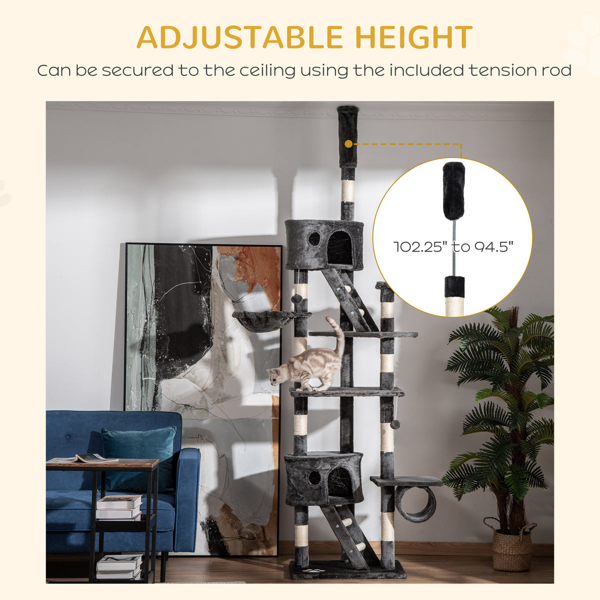 Árbol para gatos multinivel ajustable 240-260 cm