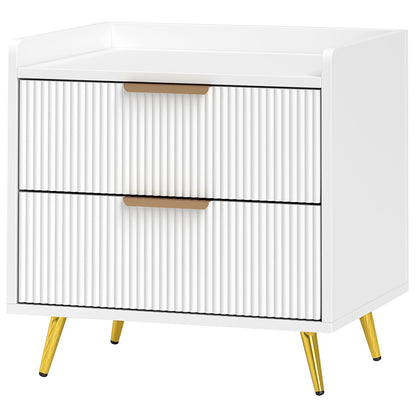 Nightstand with 2 Drawers and Metal Legs