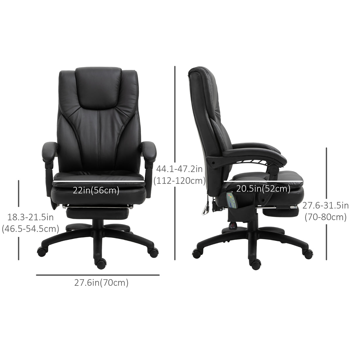 Silla de oficina de masaje reclinable con reposapiés