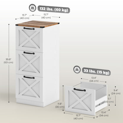 3 Drawer Farmhouse Vertical Filing Cabinet
