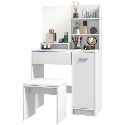 Vanity Set with Mirror and Stool