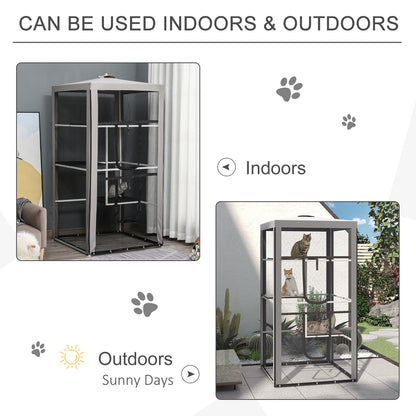 Cercado exterior para gatos con 3 plataformas 201 cm
