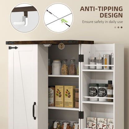 Farmhouse Kitchen Pantry Storage Cabinet with Adjustable Shelves