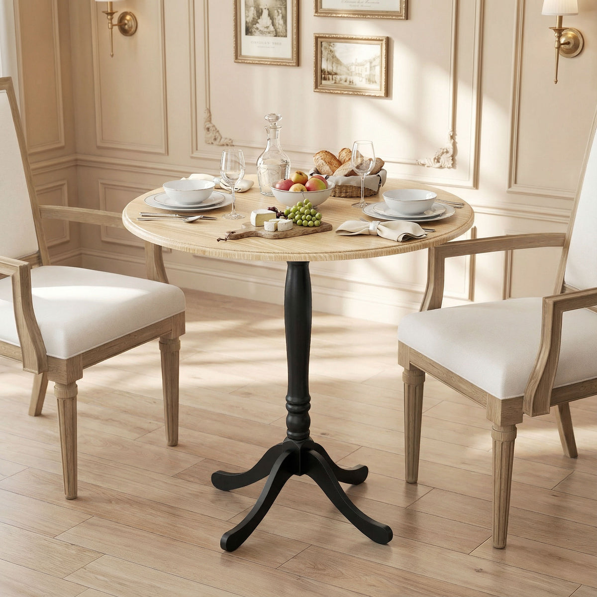 Mesa de comedor redonda con pedestal de 80 cm