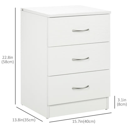 Modern 3-Drawer Wooden Bedside Table