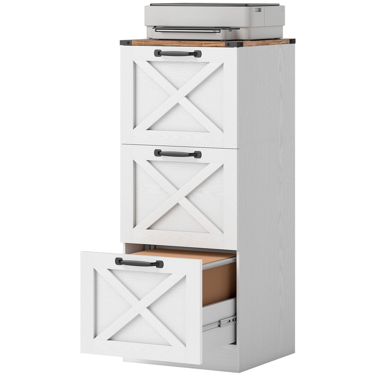 3 Drawer Farmhouse Vertical Filing Cabinet