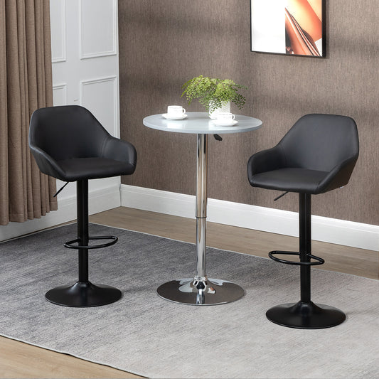 Juego de 2 taburetes de bar ajustables — cuero PU