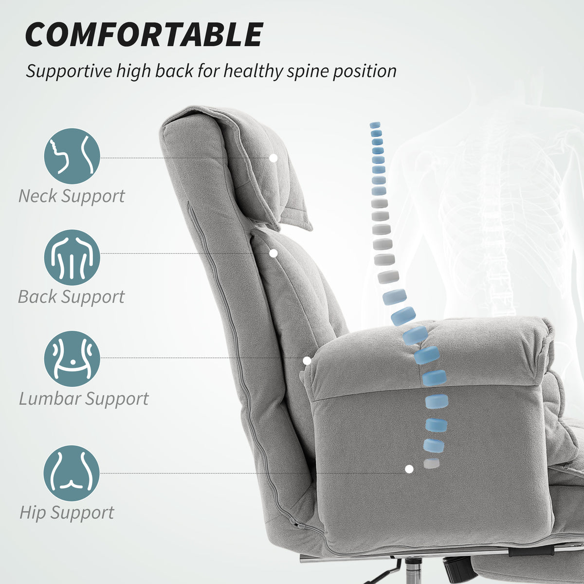 Silla de oficina ergonómica reclinable con reposapiés