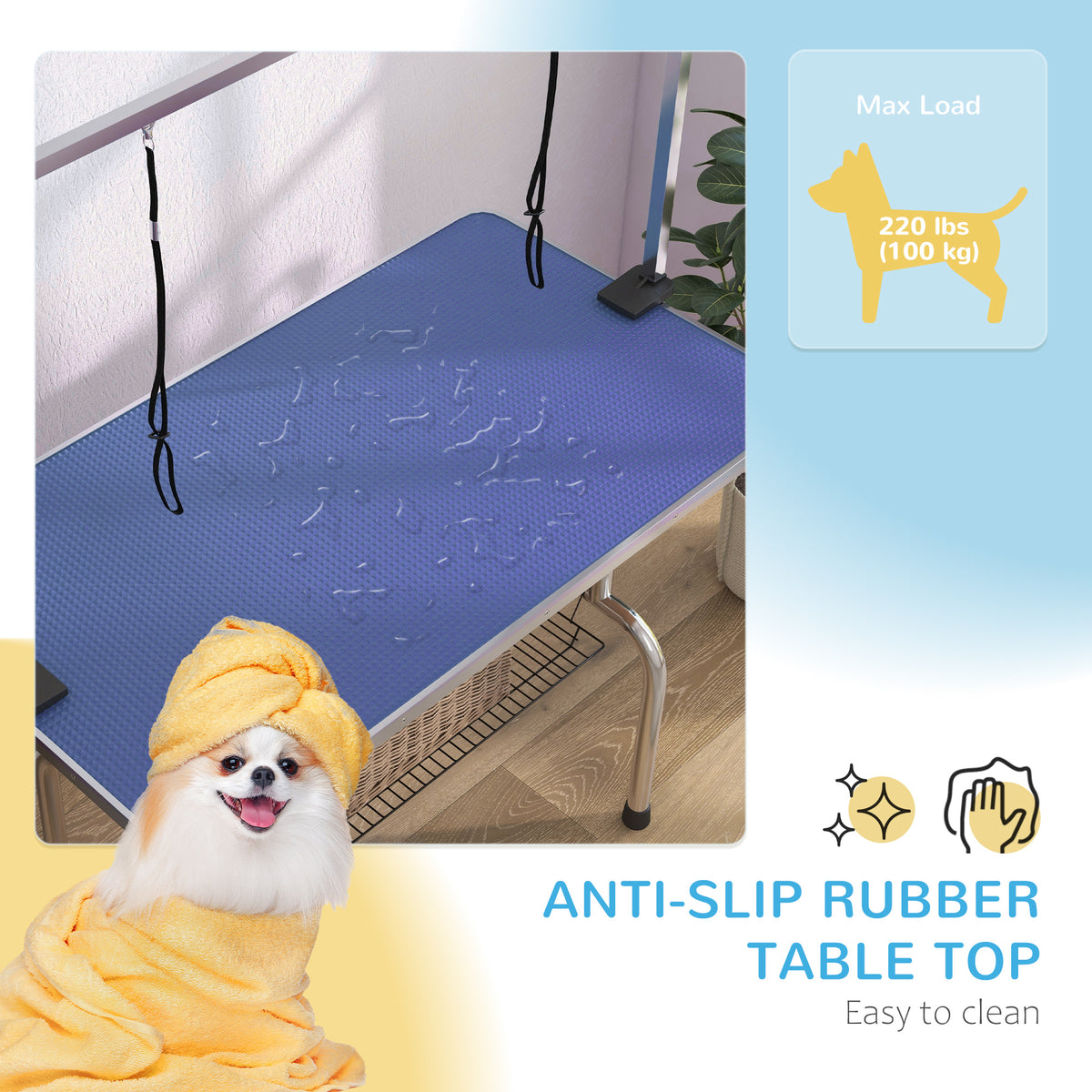 Adjustable Dog Grooming Table with Safety Slings