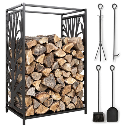 Firewood rack for fireplace with 4 tools 46 x 30 x 70 cm