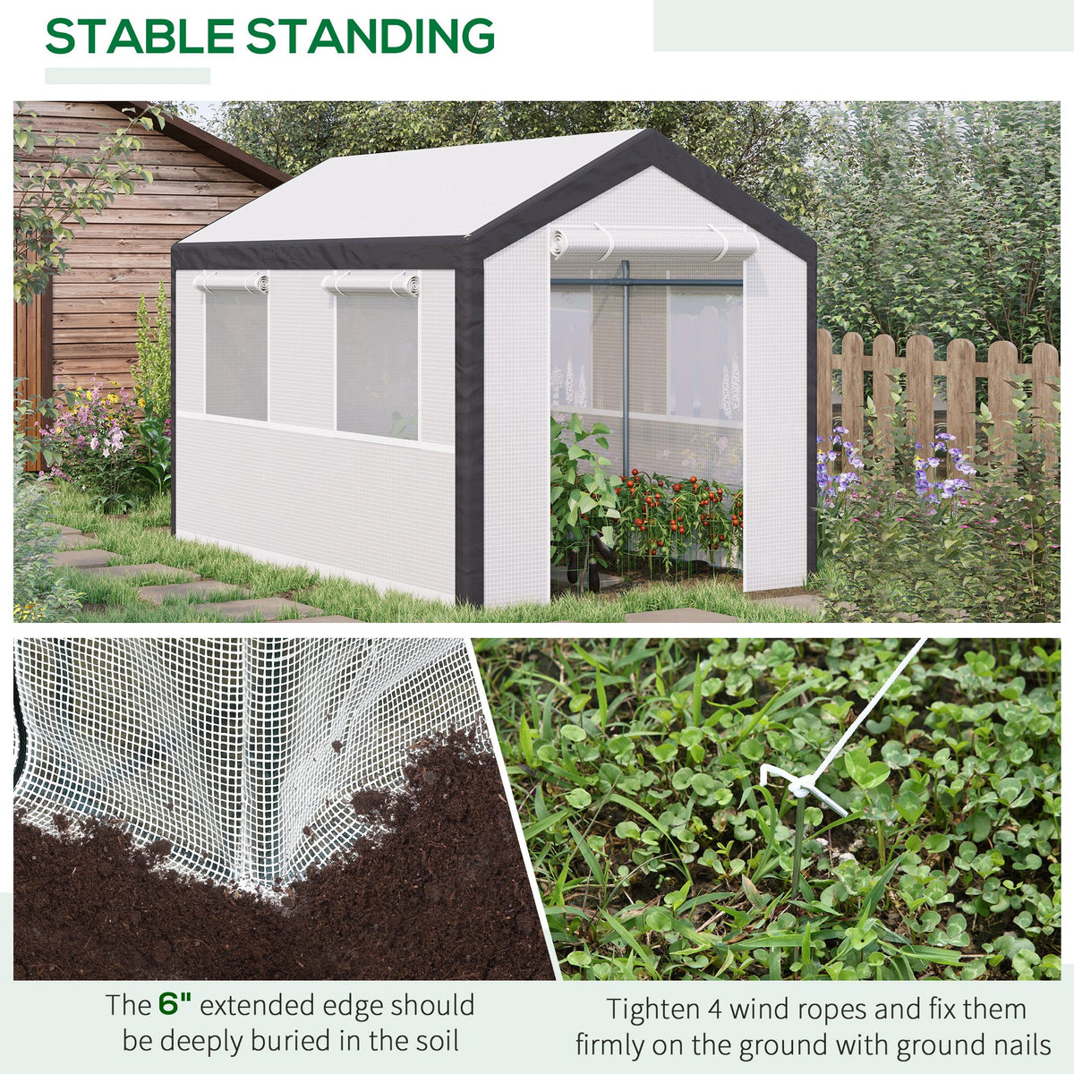 2x3m Heavy Duty Walk-in Greenhouse with Steel Frame