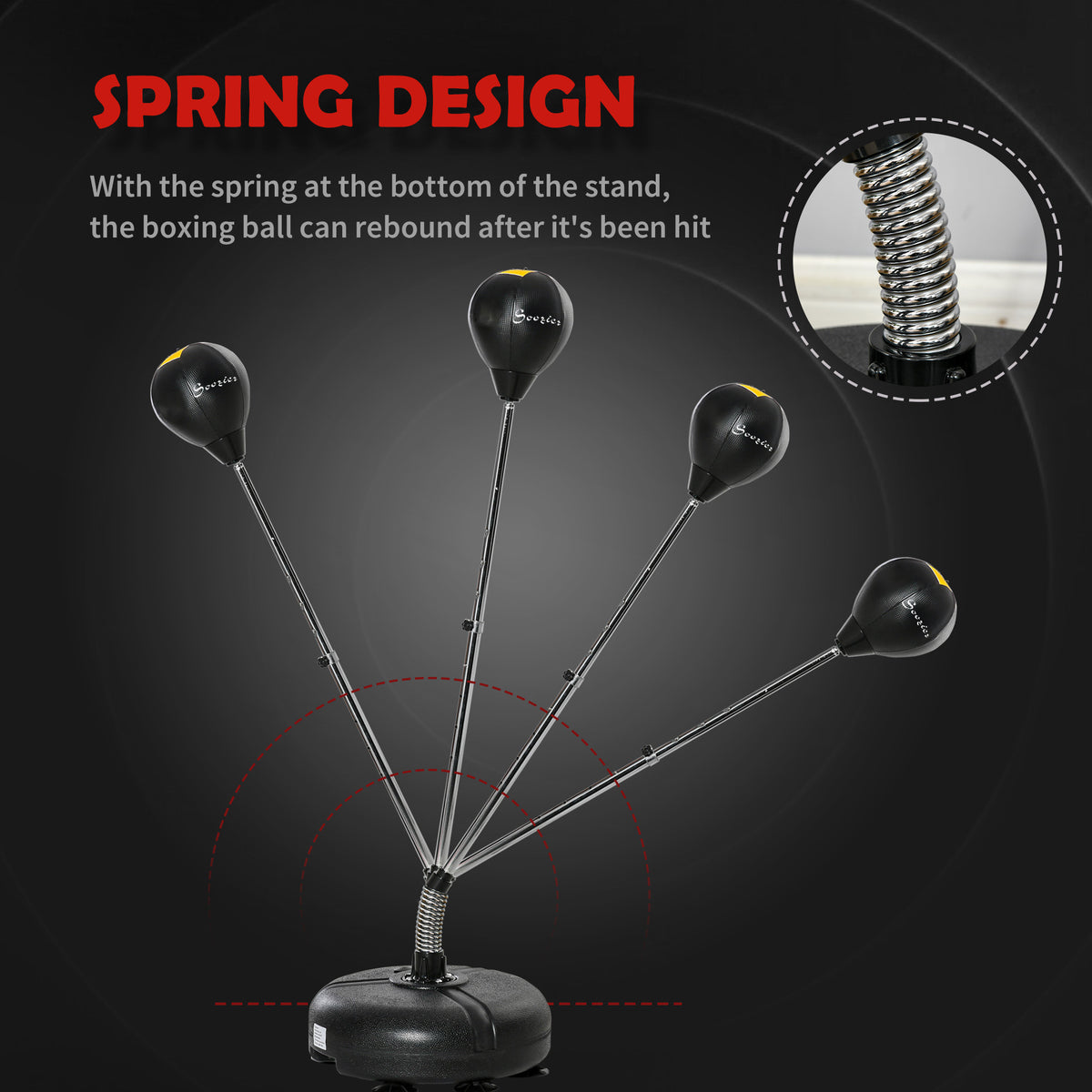 Freestanding reflex punching bag with stand