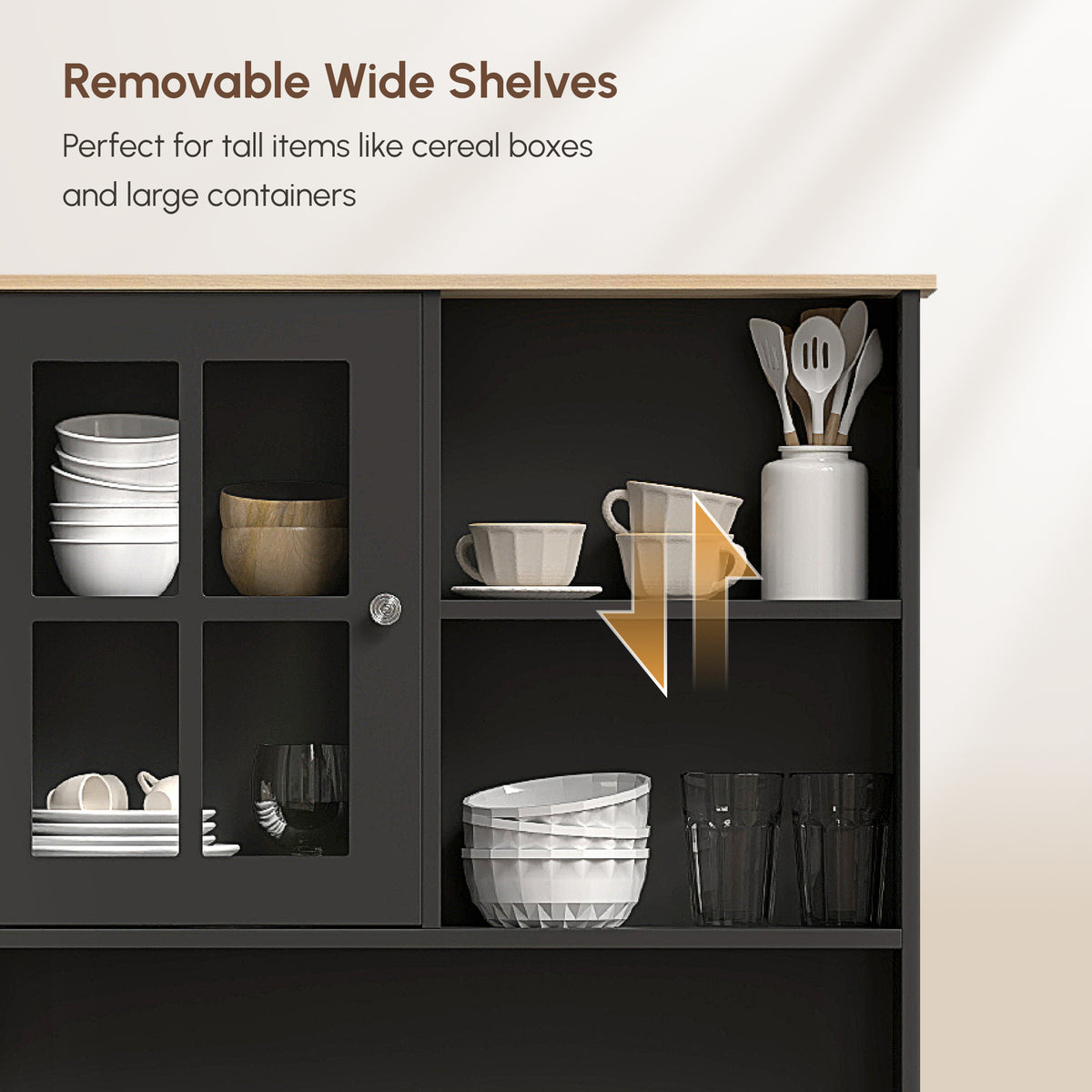 Kitchen Buffet with Hutch and Open Shelves
