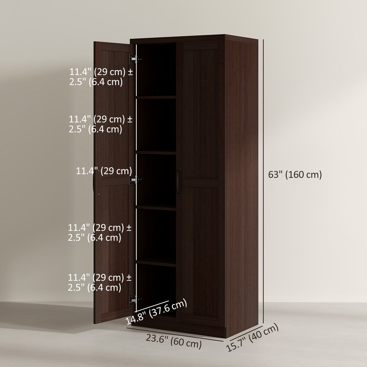 Kitchen Storage Cabinet 5-Tier Adjustable Shelves