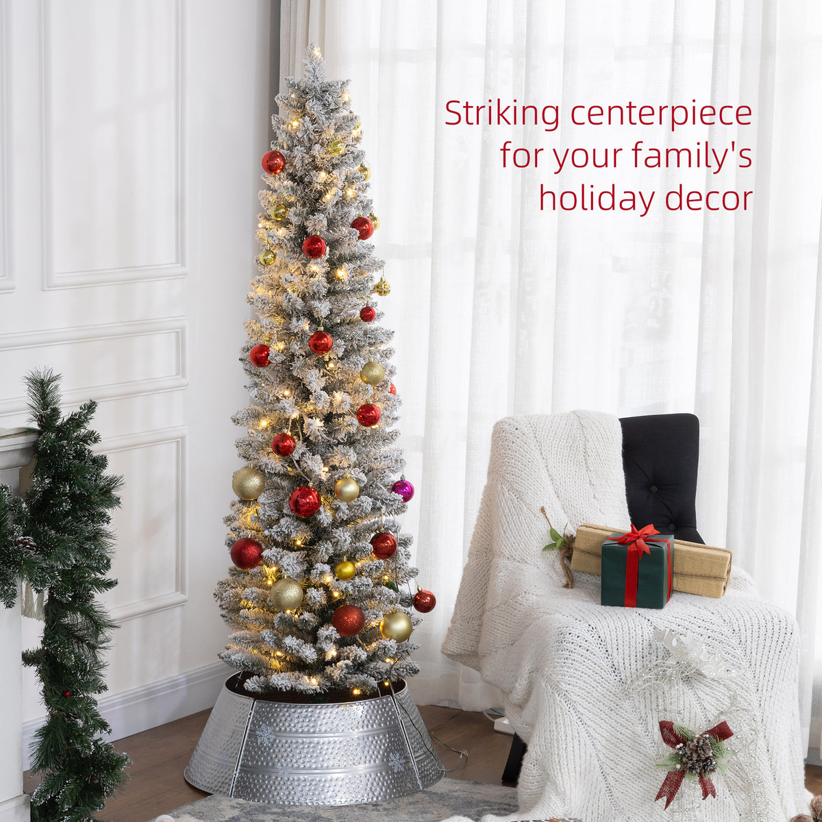 Artificial prelit pencil Christmas tree