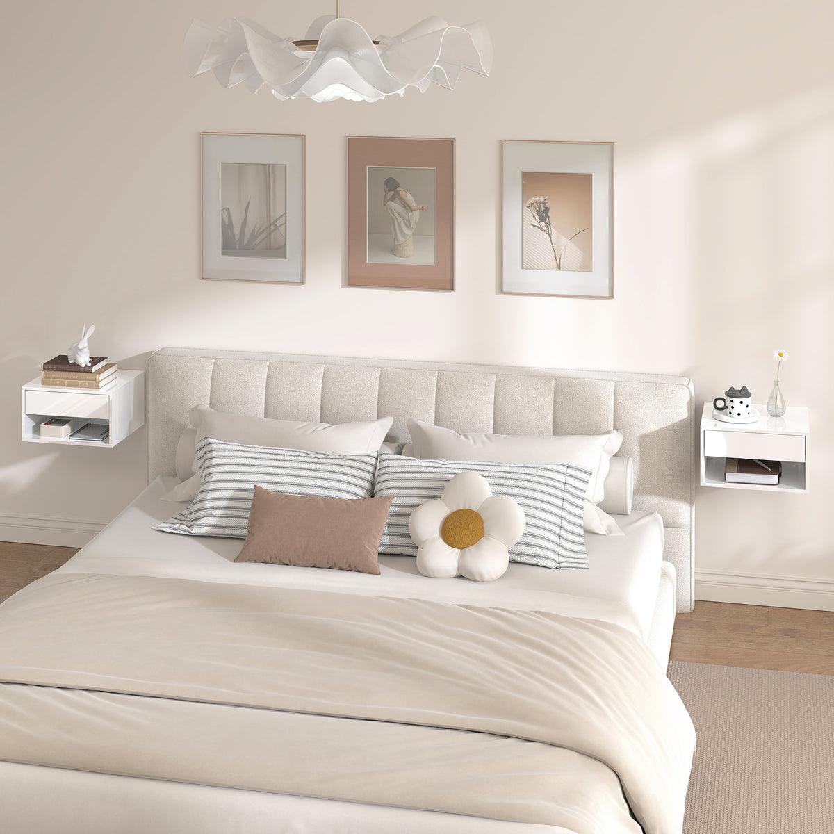 Floating bedside tables wall-mounted — Set of 2