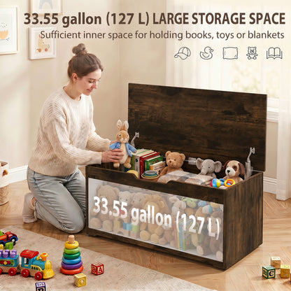Rustic storage chest with safety hinges 100 cm