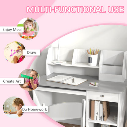 Kids Study Desk and Chair Set with Storage — Set of 2