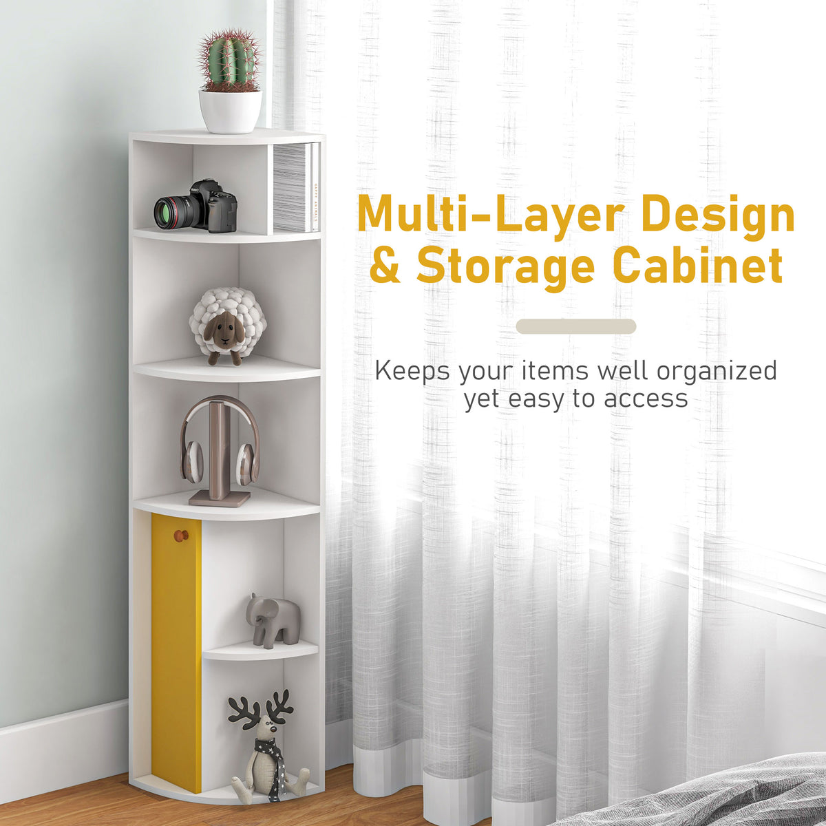 5-Tier Corner Bookshelf Storage Unit