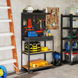 Heavy-duty steel workbench with pegboard and drawer
