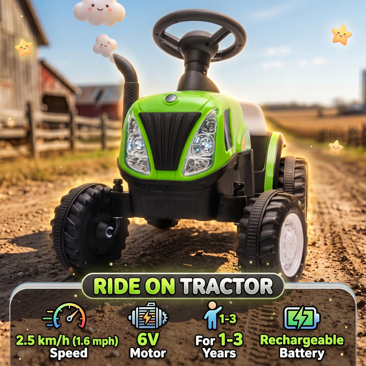 Kids Electric Ride On Tractor with Trailer