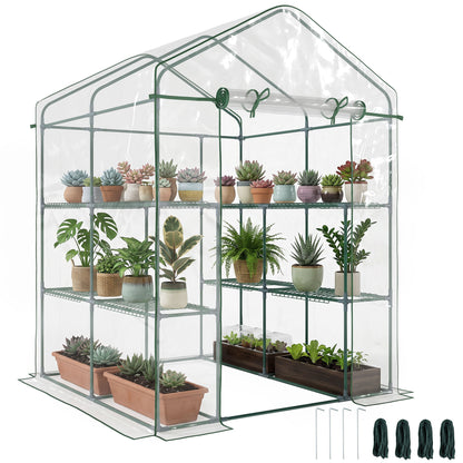 Invernadero portátil para jardín de 142 x 142 x 196 cm con 8 estantes