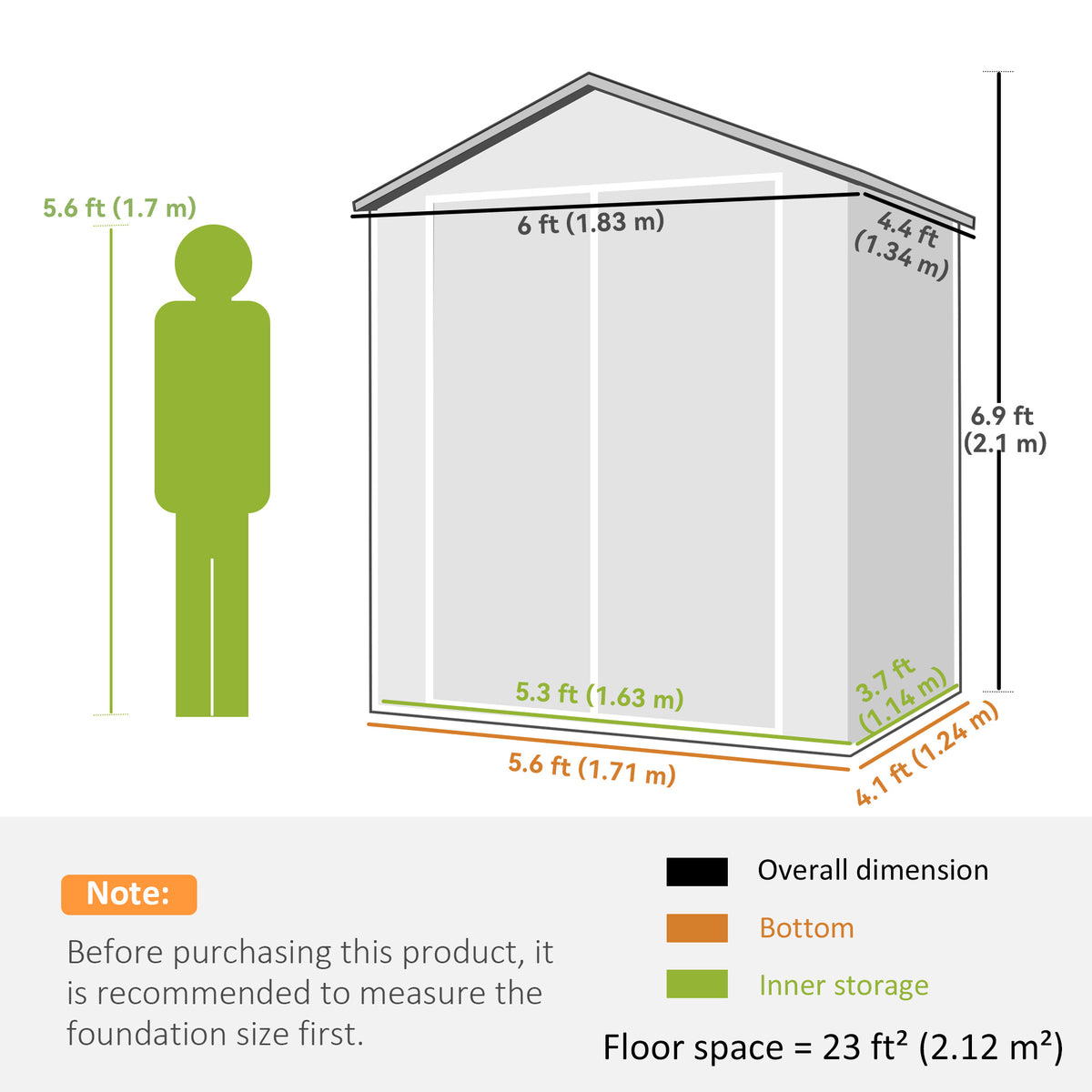 Plastic Garden Shed with Double Doors and Lock