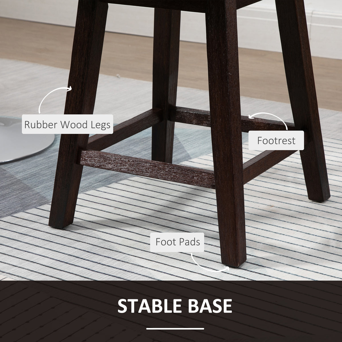 Swivel bar stools set of 2 with wood legs
