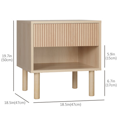 Bedside Table with Drawer and Open Shelf