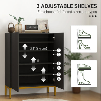 Shoe storage cabinet with adjustable shelves