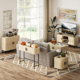 Mid-Century Console Table with Tambour Doors and Storage
