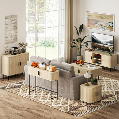 Mid-Century Console Table with Tambour Doors and Storage