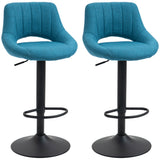Swivel Adjustable Bar Stools Linen Upholstered — Set of 2