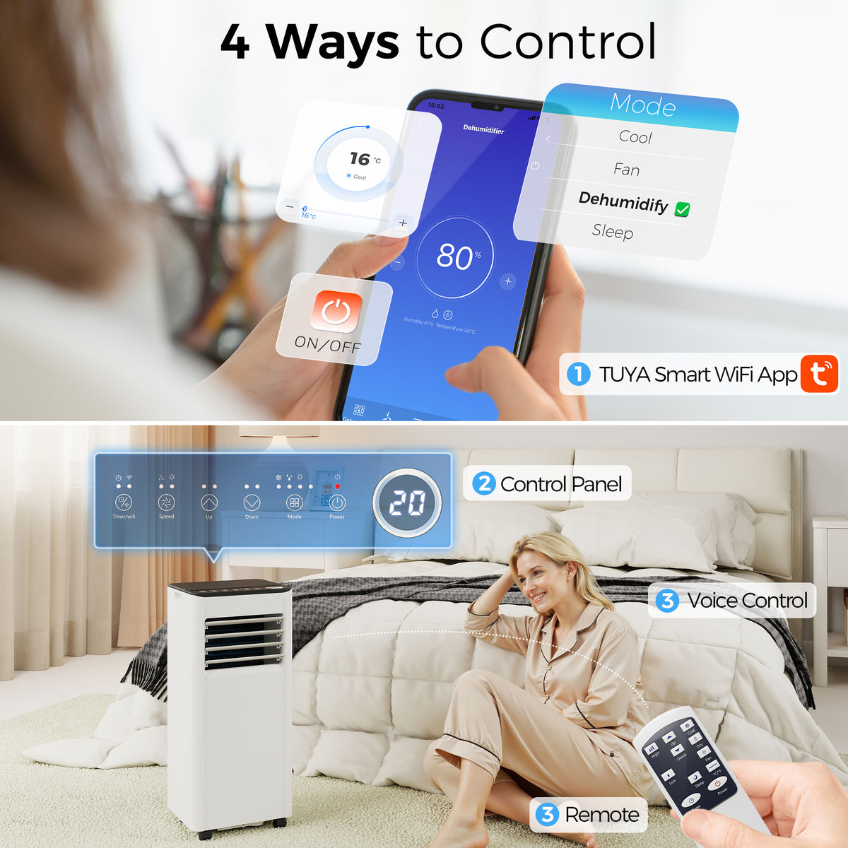 Portable Air Conditioner 8000 BTU WiFi 4-in-1
