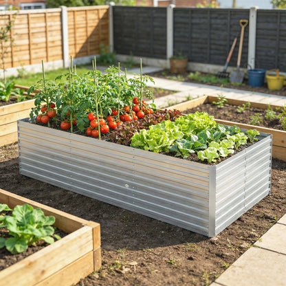 240x120x60cm Raised Garden Bed - Black Galvanized Planter